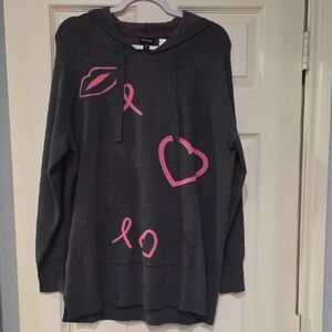 Gray and Pink Women's Hoodie Sweater